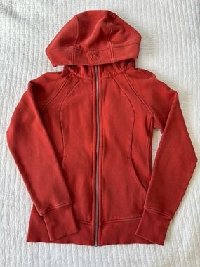 lululemon athletica Orange Zip Hoodie with Silver Zipper